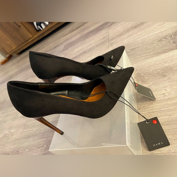 Zara Suede Tortoiseshell Stiletto Heels Sz 39 - NWT - Picture 6 of 6